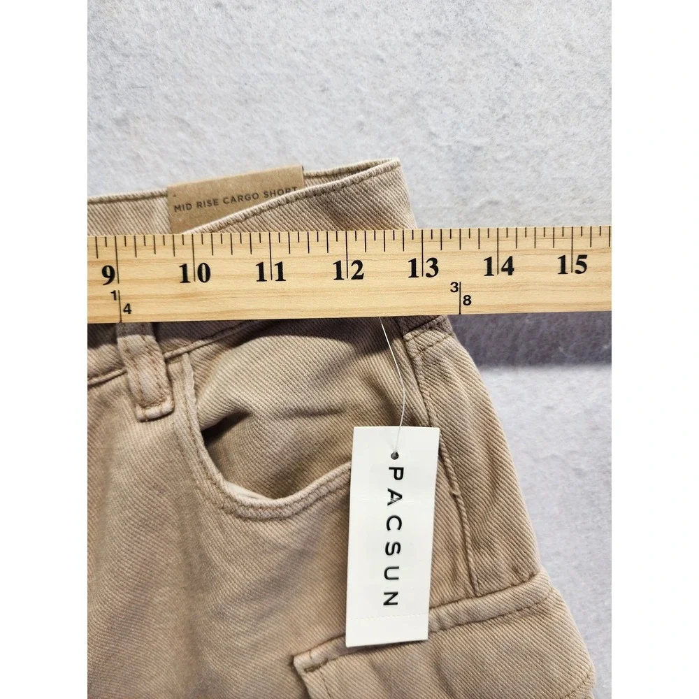 PacSun Womens Mid‎ Rise Cargo Short Feather Tan Brown Size 23 NWT